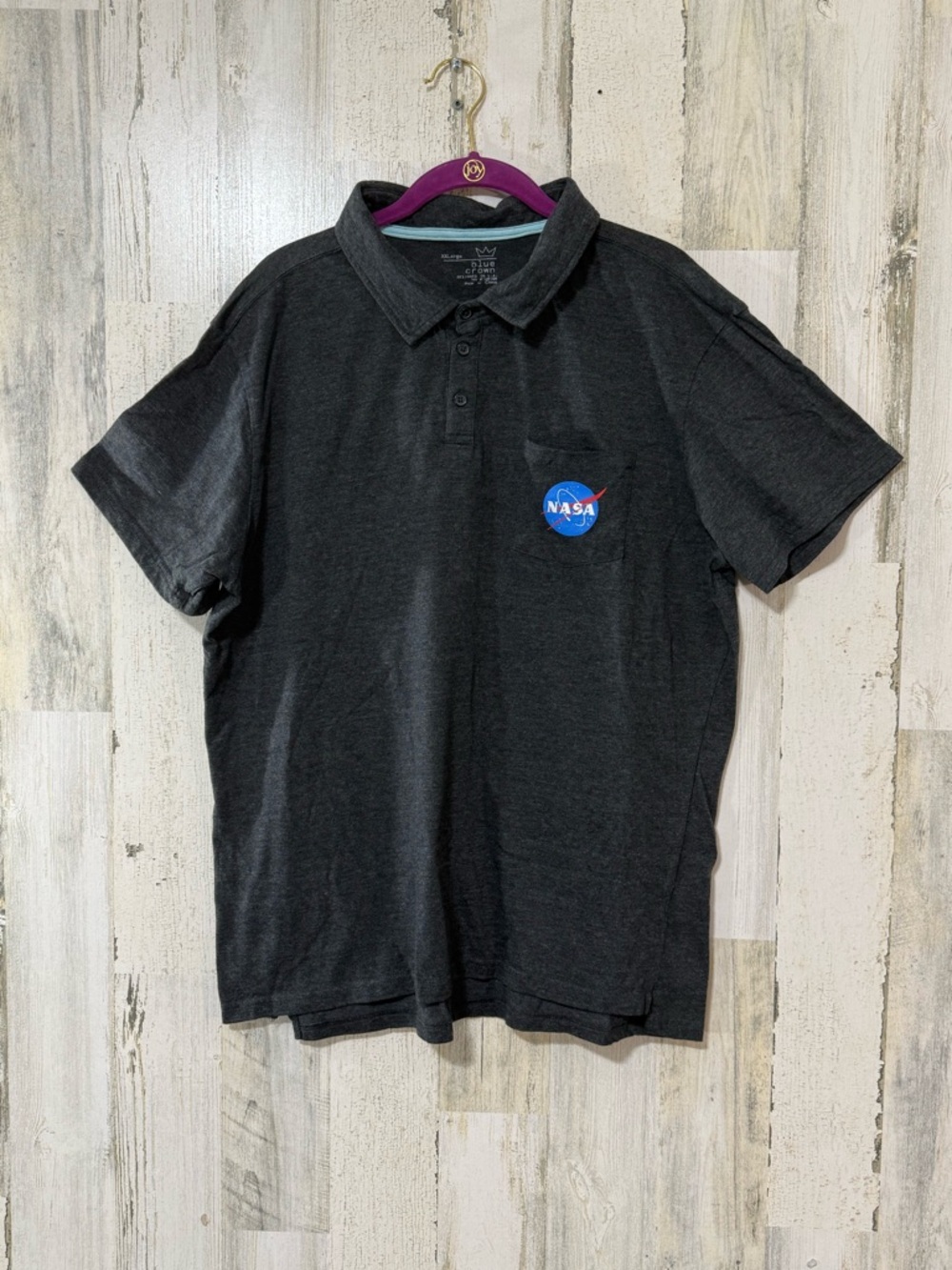 NASA Charcoal Black Lightweight Polo Shirt